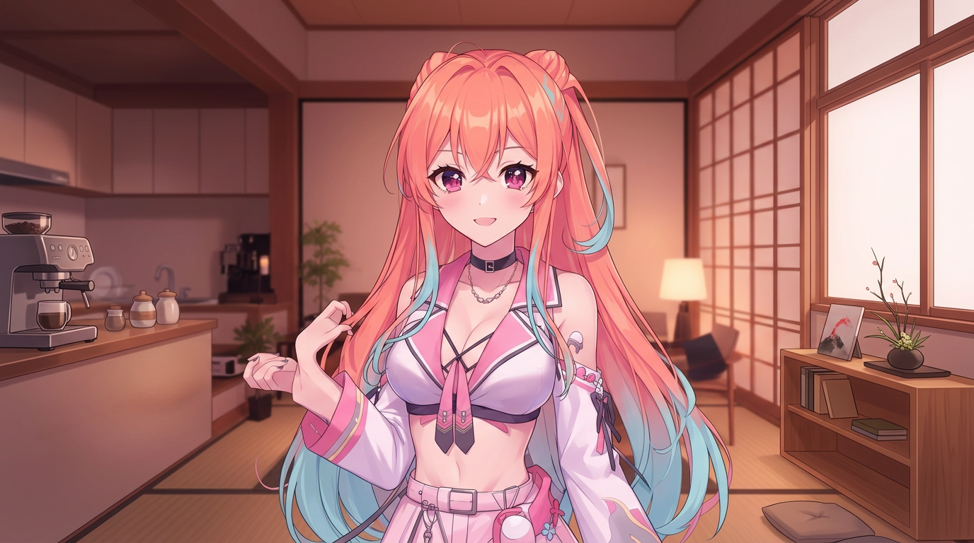 VTuber creator streaming with professional setup